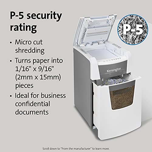 Kensington Shredder - New OfficeAssist 150-Sheet Auto-Feed Micro Cut Anti-Jam Paper and Credit Card Home Office Shredder with 11.6 gallons Pullout Wastebasket (K52050AM) の商品画像 2