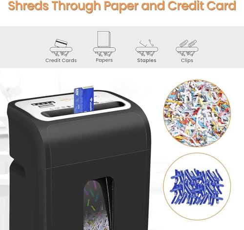 Image of VidaTeco Cross-Cut Paper Shredder for Home Use, Heavy Duty 15-Sheet Shreds Paper /Card Office Shredder, Security Level P-4 Jam Proof System 20L Pullout Basket and Wheels
