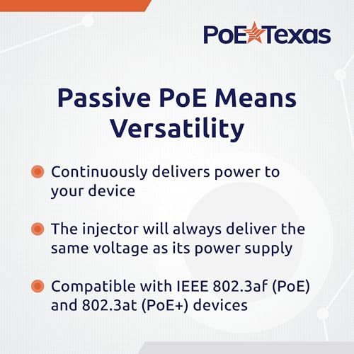 Image of PoE Texas 24 Port PoE Injector - Multi-Port PoE Gigabit Rack Mount Midspan for IP Cameras, Phones, WiFi AP, Add Power Over Ethernet to Non-PoE Switch or Network Router, Includes 56v 240w Power Supply