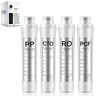 Mysora 4 Pack Water Filter Replacement Compatible with Bluevua RO100ROPOT, Water Filters Set, 1 PP, 1 CTO, 1 RO, 1 PCF, Improved Drink Quality, Easy to Replace for Household Daily Use