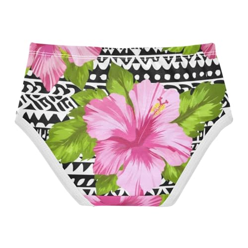 Hibiscus Pink Flowers Black White Girl Panties Cute Toddler Girls Underwear Cotton Stylish Kids Undies Briefs 2t2