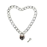 Intimate Lover Heart Chain Necklace Collar Heart Padlock Choker for Men, Women and Pet (Chrome, 16)