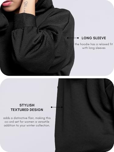 Image of GRECIILOOKS Co-ord Set for Women Stylish | Oversized Loose Fit Cotton Winter Hoodie set | Woolen Sweatshirts & Hoodies & T-Shirt For Girl | Casual Solid Full Sleeves Women Stylish Hoodie with Pocket