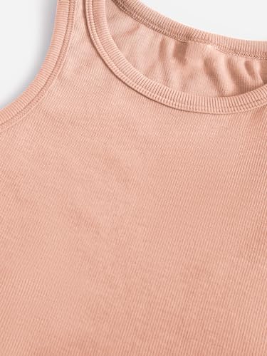 Image of Milumia Girl's 2 Pack Ribbed Knit Sleeveless Round Neck Casual Baisc Crop Tank Top