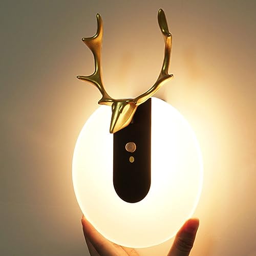 Apliques de Pared LED KiLoom Antlers con Sensor inalámbrico, luz Nocturna de 3000 K, luminaria de Pared acrílica, luz de Pared Recargable con Funcionamiento a batería para Escalera