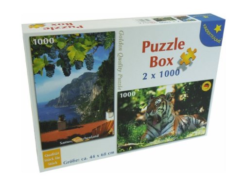 Preisvergleich Produktbild Puzzle Box 2x1000 Teile Motiv Samos und Tiger Neu