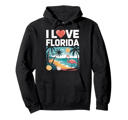Me encantan las vibraciones de Florida Flamingo Beach Sudadera con Capucha