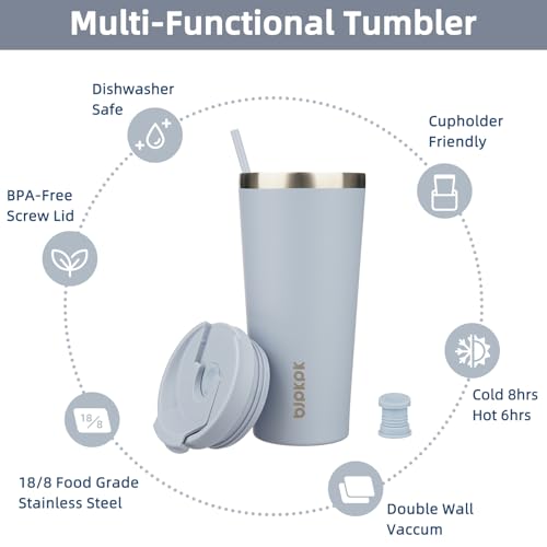 Image of BJPKPK 22 oz Coffee Tumbler with Straw, Insulated Stainless Steel Cup