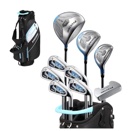 Precise AMG Ladies Womens Complete Golf Clubs Set Includes Driver, Fairway, Hybrid, 6-PW Irons, Putter, Stand Bag, 3 H/C's - Choose Color and Size! (Light Blue, Petite Size -1")
