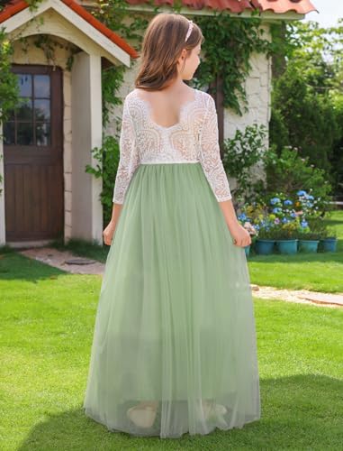 IBTOM CASTLE Flower Girl Dress Boho Sleeveless/Long Sleeve Lace Back Tulle Long Dresses Formal Birthday Pageant Ball Gown4