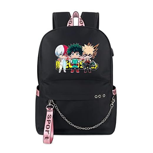 Roffatide Anime My Hero Academia Mochila para Portátil de 15'' Mochila de Viaje con Puerto de Carga USB y Puerto Auriculares
