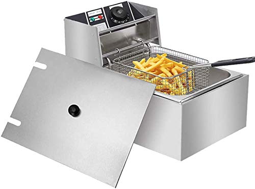 Generic Electric Deep Fryer, Stainless Steel Tabletop Large Capacity Frying Machine for Kitchen Business Allowed to Fry Chicken, French Fries (6L)