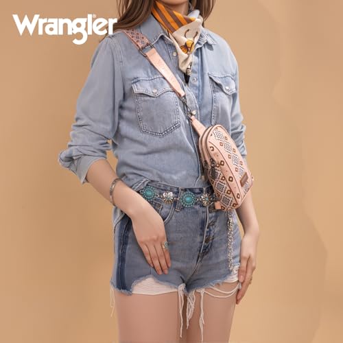 Image of Wrangler Small Sling Bag for Women, Leather Crossbody Bags Cross Body Purse Fanny Packs with Adjustable Strap for Gift