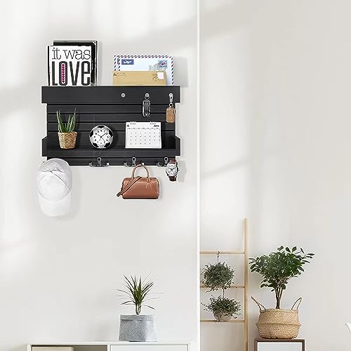 Image of Key Holder for Wall Decorative, Wooden Key Rack Mail Sorter Organizer, Double Shelf Key Hanger Mail Key Organizer, Rustic Home Decor for Entryway Hallway