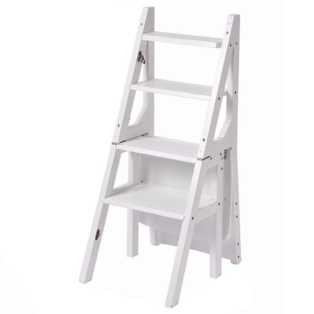 Taburete Escalera Plegable Taburete Desmontable Cuatro Niveles Para Sala De Estar Escalera De Taburete Soporte De Flores De Herramientas De Jardín Silla Del Comedor ( Color : Blanco , S : 37*47*90cm )