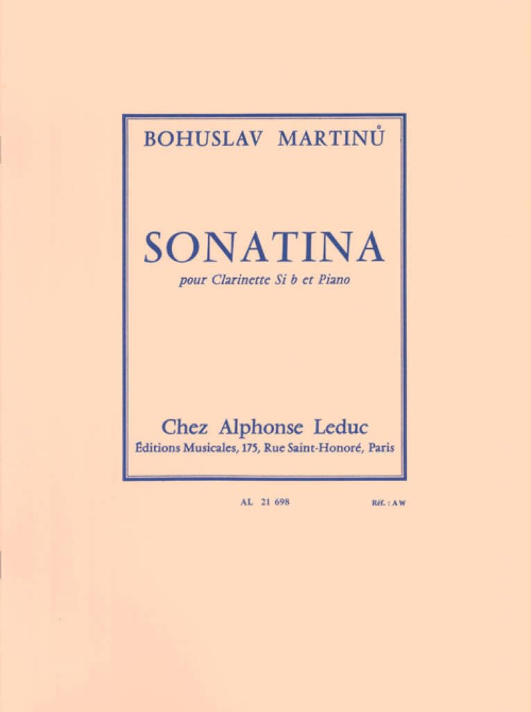 Bohuslav martinu: sonatina h.356 pour clarinette et piano