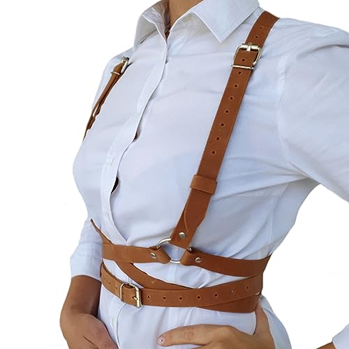 Women Punk Waist Belt Leather Harness Skinny Body Women Punk Leather Harness Body Chest Straps Gothic Clothing Adjustable Belts Women Bondage Harnesses Cosplay Party Rave Halloween Costume3