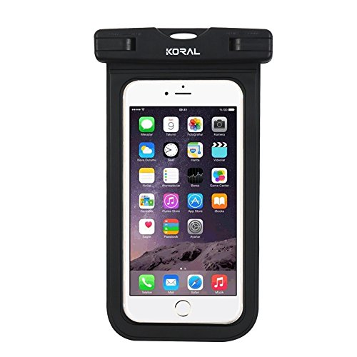 Koral Waterproof Case (Dry Bag) Compatible with iPhone 11, 11 Pro/ProMax, X, XR, 8/8 Plus and Other Cell Phones (Black)
