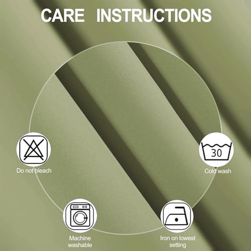 Image of LEMOMO Blackout Curtains 66 x 84 inch /Sage Green Curtains Set of 2 Panels /Thermal Insulated Room Darkening Bedroom Curtains