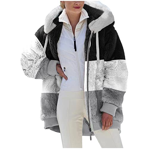 Winter Jackets for Women Fleece Warm Coat Fuzzy Hoodie Jacket Zipped Long Sleeve Coats Oversized Fashion Outerwear