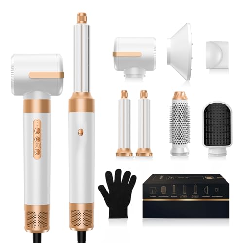Hair Dryer Brush,Blow Dryer Brush with Attachments,110000 RPM Curly Twist 7 in One Air Style, Professional Ionic Hair Styling Tool, Left & Right Air Curler, Volumizer