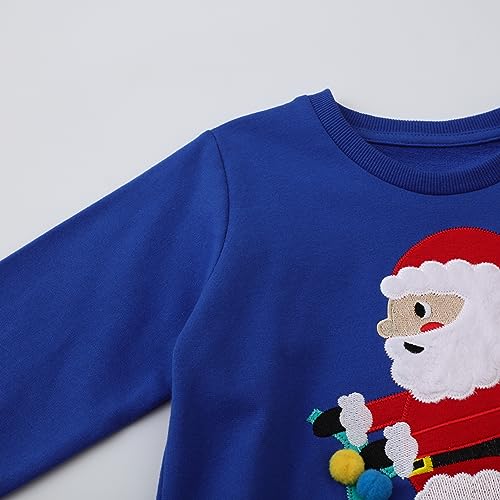 Image of HILEELANG Toddler Boy Sweatshirts Crewneck Long Sleeve Pullover Cotton Graphic Christmas Clothing
