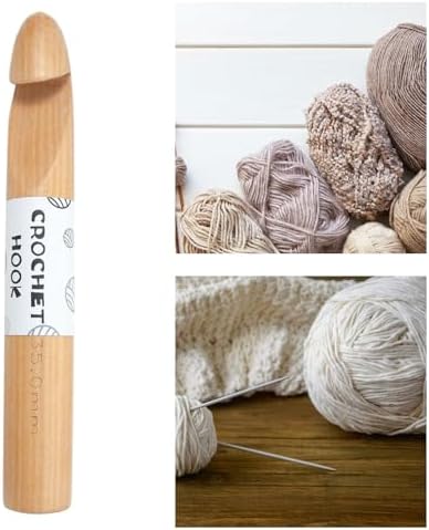 PPPHTUO Wooden Crochet Hook Inline Crochet Hook Knit Pins Tool Knitting Hook for Sweaters Scarf, 25cmx35mm - 4