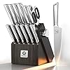 imarku Knife Kitchen Sets, Japanese Stainless Steel 14 Pcs Knife Block Set,Chef Knives with Built-in Sharpener, Dishwasher Safe, Non-Slip Ergonomic Handle,Deba Knife for Fish, Essential Home Gift