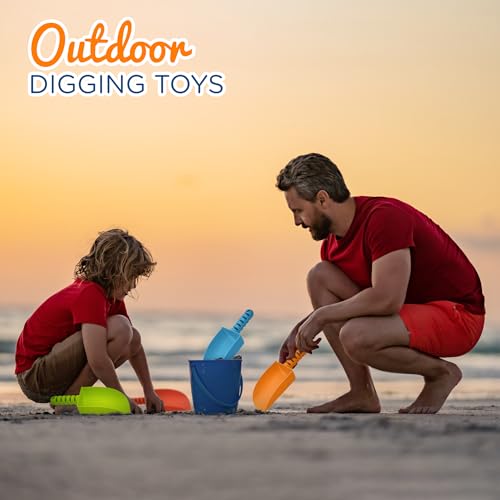 4E's Novelty Sand Shovel for Kids Bulk, Pack of 12 Heavy Duty Plastic Beach Shovels - for Planting, Toddler Digging & Garden Tool, Sandbox Toys, End of Year Student Gifts from Teacher