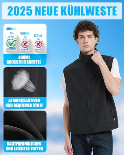 Gilet Rafraîchissant Avec Poches Pour Le Travail En Plein Air - Gilet Rafraîchissant Pour Homme, Femme, Adolescent Avec 8 Blocs De Glace