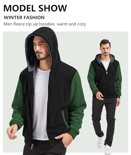 Image of GEEK LIGHTING Men's Fleece-Lined Zip Up Hoodie, Thick Hooded Jacket Winter Warm Athletic Sweatshirt