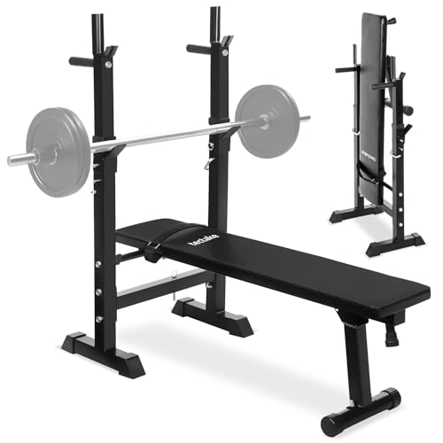tectake® Panca Sollevamento Pesi Palestra a Casa, Panca Palestra per Allenamento a Casa e Palestra, Struttura in Acciaio, Imbottitura Spessa, Piedini Antiscivolo - 150 kg Capacità - Nero