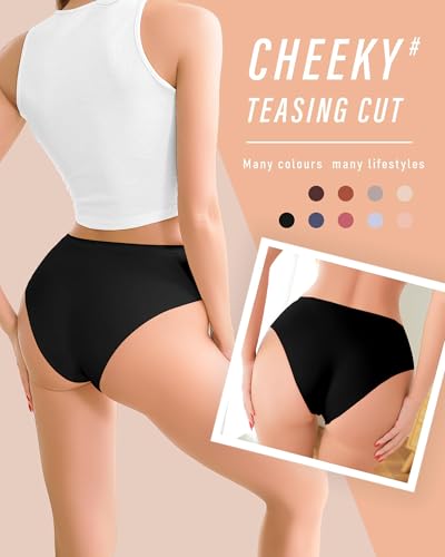 Image of UNDER THE SEA Seamless Underwear for Women Plus Size Mid Rise Lingerie Brief Sexy No Show Panties Womens Cheeky 5 Pack XS-3XL