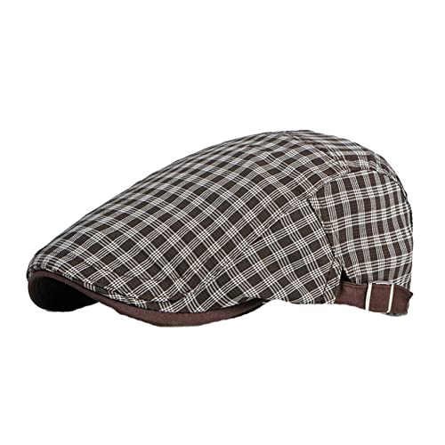 Spring Summer Autumn Winter Joker Cotton Plaid Newsboy Caps Men Flat Peaked Cap Women's Painter Berets Auburn #TOP19