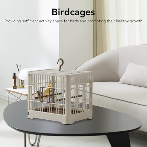 Besreey Small Bird Travel Cage, 30x23x26cm Portable Bird Container Bird Travel Carrier, Lightweight, Detachable Tray, Hook Handle, Breathable Bird Carrier, Parrot Cage - Image 3