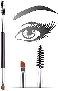 Double Ended Eyebrow Brush &amp; Spoolie Angled Brow Brush for Precision Application and Blending of Eye Brow Powders, Waxes &amp;...