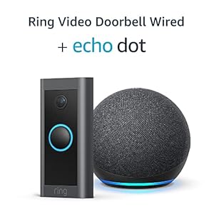 Ring Video Doorbell Wired + Echo Dot (4th generation) | Smart speaker with Alexa | Charcoal