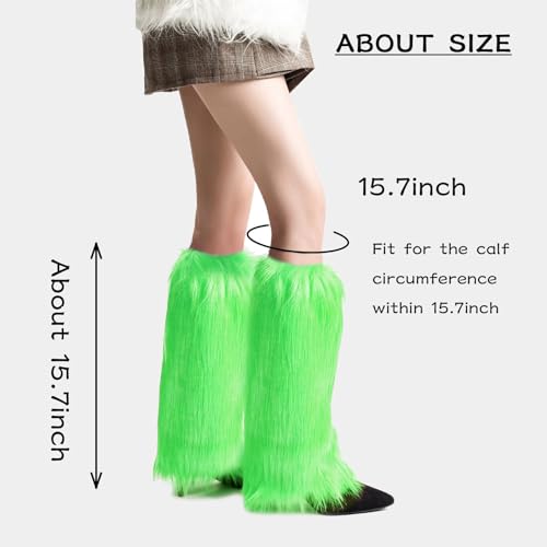 Image of Peecabe Winter Women Faux Fur Fluffy Leg Warmers Fuzzy Long Boot Covers Furry For Christmas