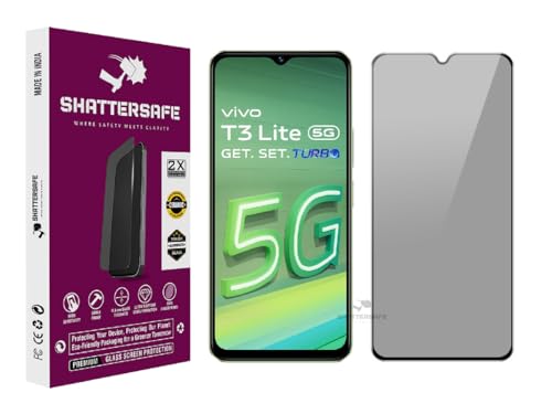 Image of Anti-Spy Privacy Tempered Glass Compatible For Vivo T3 Lite 5G [Pack of 1]. 9H Hardness, Anti-Scratch, Edge-to-Edge Protection With Easy Installation Kit & Case Friendly Fit.