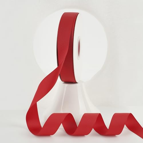MEEDEE Red Grosgrain Ribbon 1 Inch Grosgrain Hair Ribbons 50 Yards Per Roll Thick Red Ribbon for Hair Bow Supplies Thin Ribbons for Crafts Sewing Scrapbooking