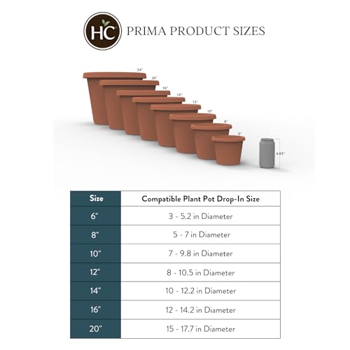 The HC Companies Prima Pflanzgefäß, rund, Kunststoff, 20,3 x 20,3 x 16,3 cm, mit gerolltem Rand, Ton – Ansicht 5