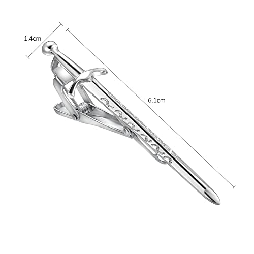 Image of Sword Tie Clip for Men Novelty Silver Gold Black Tie Bar Personalized Unique Party Jewelry Gift