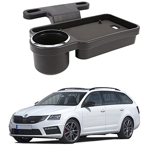 Image of Oshotto (FT-04) Foldable Car Auto Headrest Rear Back Seat Table Drink Food Cup Tray Holder Compatible with Skoda Octavia - Black