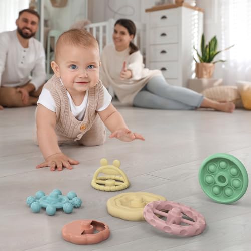 Image of Baby Teething Toys 3-6 Months, Soft Silicone Stacking Rings Teether, 6-Piece Stackable Circles for Teething Relief Safe BPA-Free Teething Gift, Perfect Baby Shower & Birthday Present for Boys & Girls