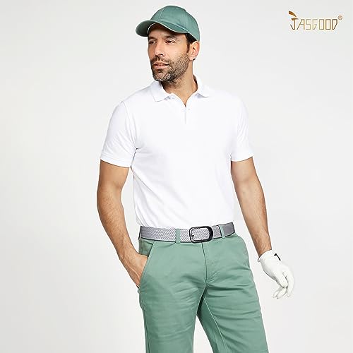 Image of JASGOOD Stretch Belt for Men, Men Women Elastic Woven Braided Belt 1 3 /8 Casual Belt Golf Belt for Jeans Pants