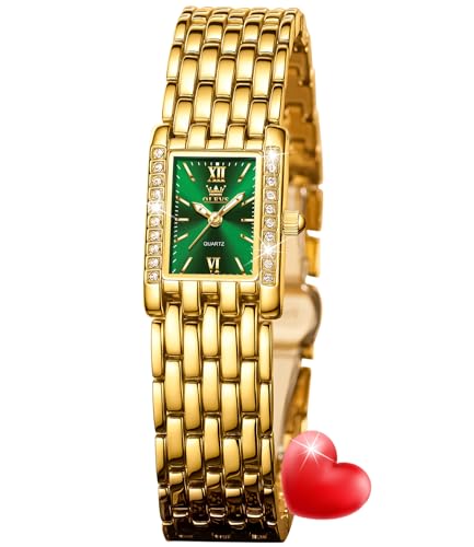 Image of OLEVS Watch for Women Stylish Analog Quartz Luxury Gold Stainless Steel Strap Diamond Black Dial Elegant Casual Ladies Watch