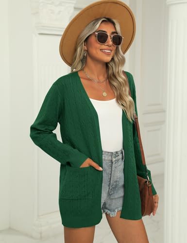 Image of LOMON Womens Cardigan Sweaters Fall Outfits 2024 Casual Lightweight Long Sleeve Cable Knit Crochet Cardigans with Pockets