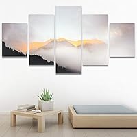SIGNWIN 5 Panel Canvas Wall Art Foggy Mountains for Home Decorations Ready to Hang - 60