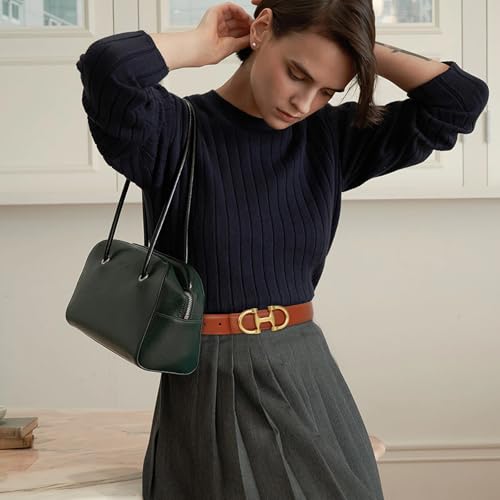 Image of Aurolran Women's Leather Belt with Buckle - Ideal for Dresses, Jeans, and Coats
