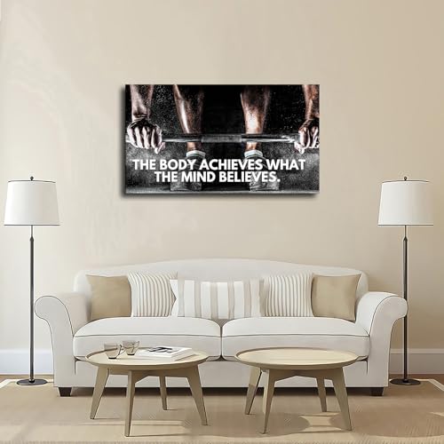 Canvas-Quotes-Wall-Art-Black-and-White-Weightlifting-Pictures-Man-Bodybuilding-Motivational-Inspirational-Poster-for-BedRoomFitness-Room-Deco-1218inchUnframed